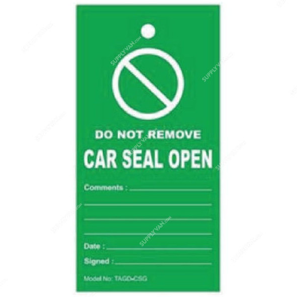 Car Seal Open Tag, TAGD-CSG, 80 x 160MM, Green
