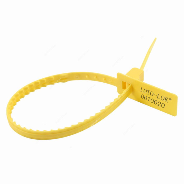 Loto-Lok Security Seal, PS-R2-YL340, Polypropylene, 340MM, Yellow, 50 Pcs/Pack