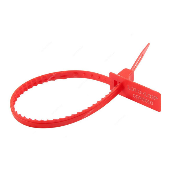 Loto-Lok Security Seal, PS-R2-RD340, Polypropylene, 340MM, Red, 50 Pcs/Pack