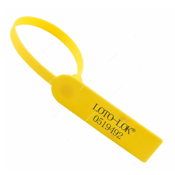 Loto-Lok Security Seal, PS-Y270-YL, Polypropylene, 270MM, Yellow, 50 Pcs/Pack