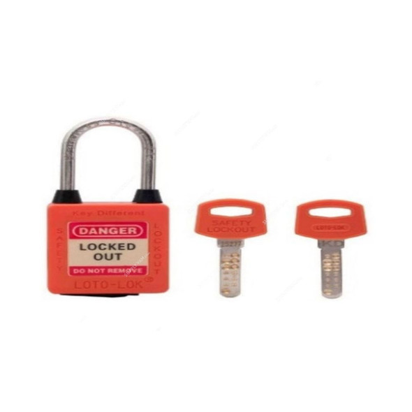 Loto-Lok Three Point Traceability Padlock, 3PTPOKDR40, Nylon and Stainless Steel, 40 x 5MM, Red