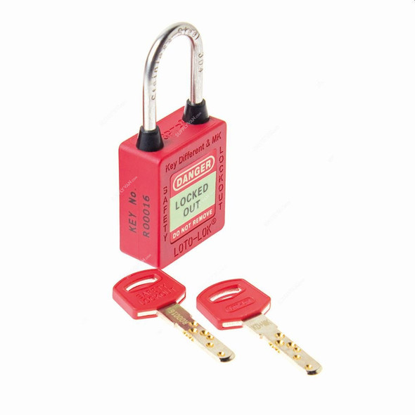 Loto-Lok Three Point Traceability Padlock, 3PTPRKDMKR40, Nylon and Stainless Steel, 40 x 5MM, Red