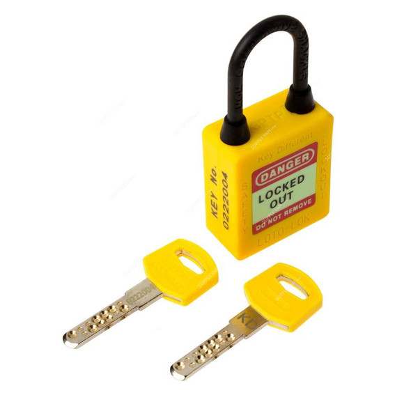 Loto-Lok Three Point Traceability Padlock, 3PTPYKDN40, Nylon, 40 x 5MM, Yellow