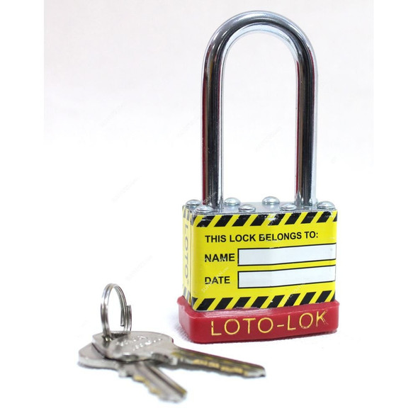 Loto-Lok Lockout Padlock, 2PTPSRKDL47, Steel, 47 x 6MM, Yellow and Red