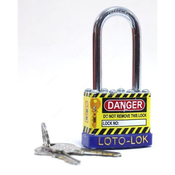 Loto-Lok Lockout Padlock, 2PTPSPKDL47, Steel, 47 x 6MM, Yellow and Purple