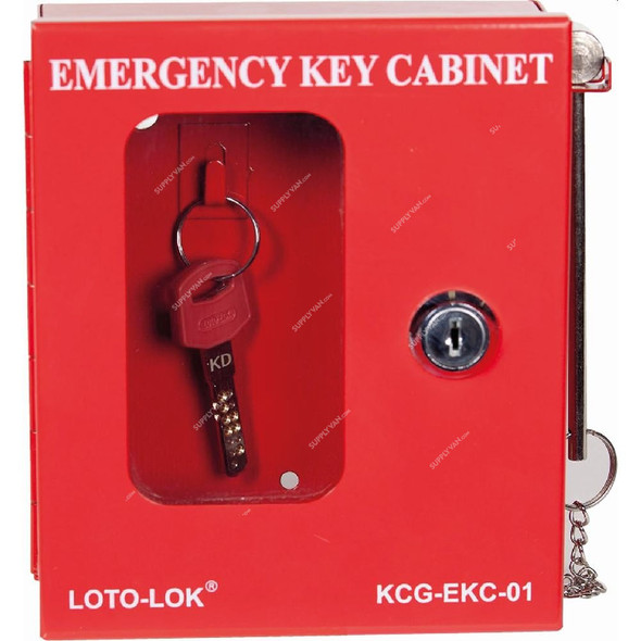 Loto-Lok Key Cabinet With Hammer, KCG-EKC-01, Steel, 1 Key, Red