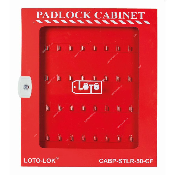 Loto-Lok Padlock Cabinet, CABP-STLR-50-CF, 50 Locks, 660 x 550MM, Red