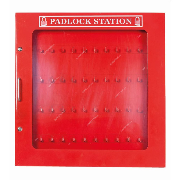 Loto-Lok Padlock Cabinet, CABP-STLR-60-CF, 60 Locks, 700 x 670MM, Red