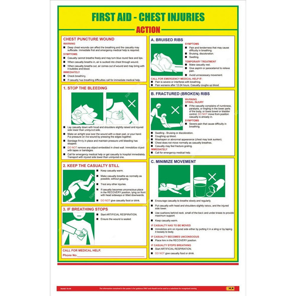 Loto-Lok First Aid Poster, FA-04, Vertical, 600 x 450MM