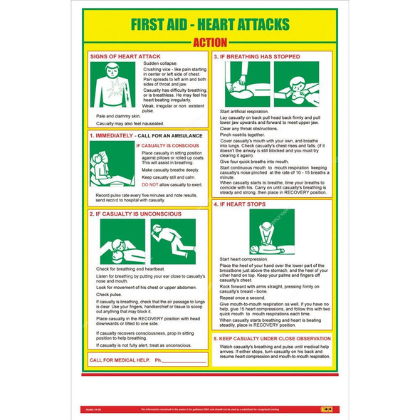 Loto-Lok First Aid Poster, FA-08, Vertical, 600 x 450MM