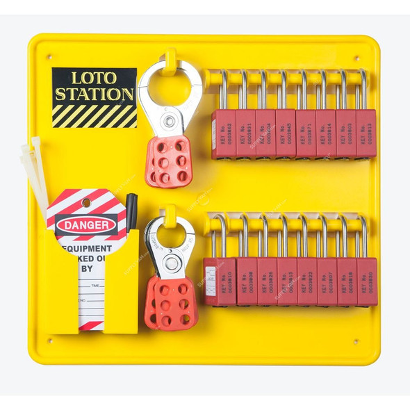 Loto-Lok Lockout Station, LS-16L-1P-Y-CS, 350 x 360MM, Yellow