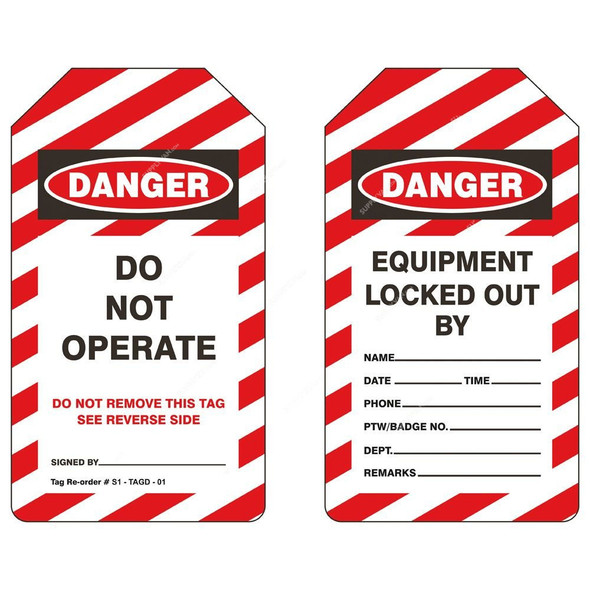 Danger Tag, S1-TAGD-01, PVC, 143 x 80MM, Red and White, 50 Pcs/Pack
