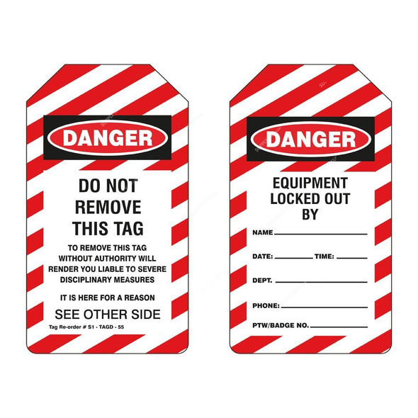 Danger Tag, S1-TAGD-55, PVC, 143 x 80MM, Red and White