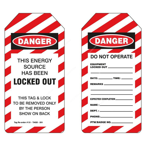 Danger Tag, S1-TAGD-201, PVC, 160 x 80MM, Red and White