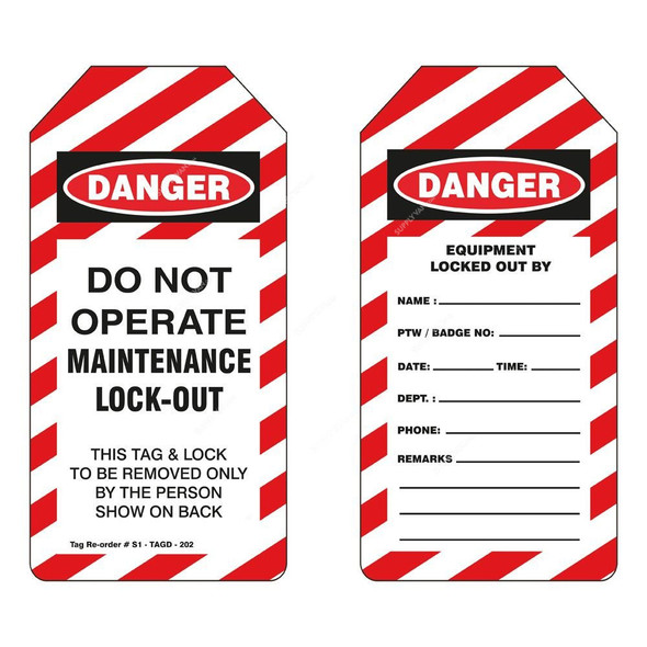 Danger Tag, S1-TAGD-202, PVC, 160 x 80MM, Red and White