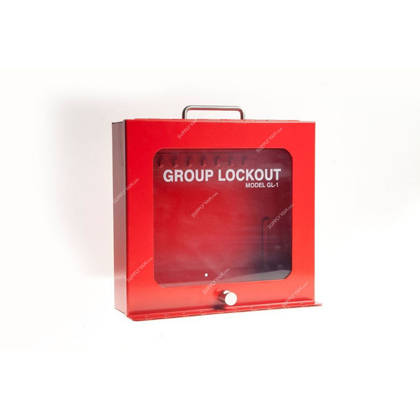 Loto-Lok Group Lock Box, GLB-GLK-2, Steel, 310 x 305MM, Red