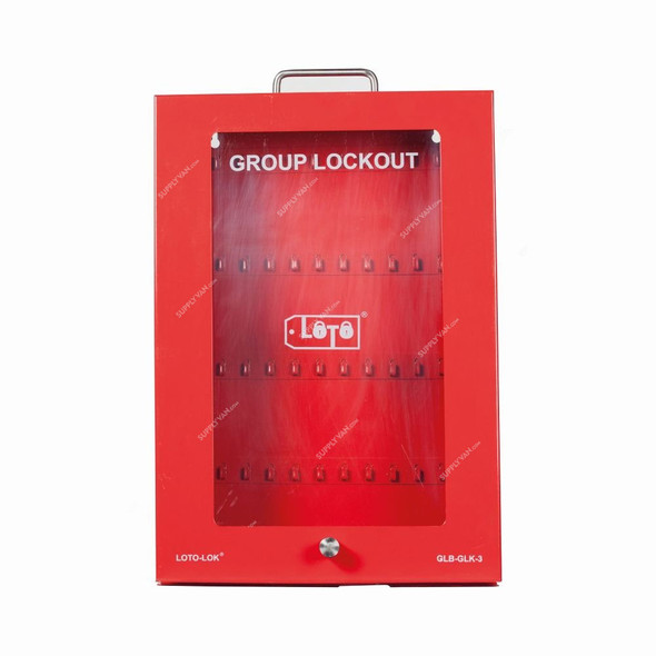 Loto-Lok Group Lock Box, GLB-GLK-3, Steel, 476 x 318MM, Red