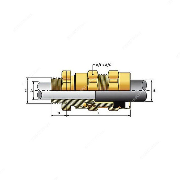 Raiden CW Cable Gland, CW20L, Brass, 20L