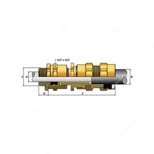 Raiden E1W Cable Gland, E1W63L, Brass, 63L