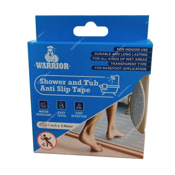 Warrior Shower and Tub Anti Slip Tape, 1 Inch Width x 5 Mtrs Length, Clear