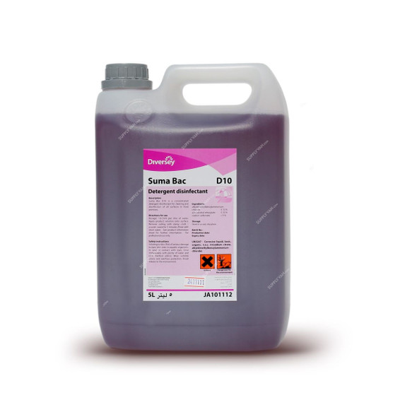 Diversey Suma Bac D10 Detergent Disinfectant, JA101112, 5 Ltrs