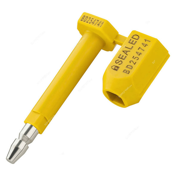 Container Bolt Seal, Steel and ABS, 10MM Wire Dia, Yellow, 10 Pcs/Pack