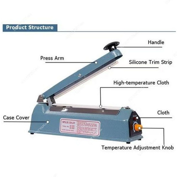 Manual Heat Sealer Machine, FS-300, FS-Series, Metal, 300MM, 400W