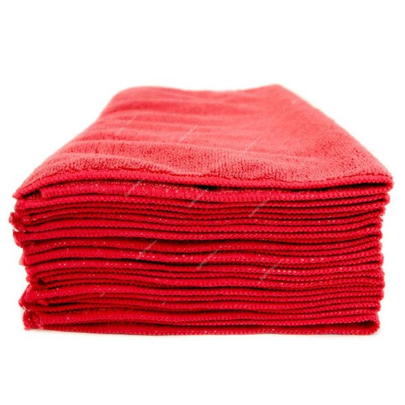 Intercare Cleaning Cloth, Microfiber, 40 x 40CM, Red, 4 Pcs/Pack