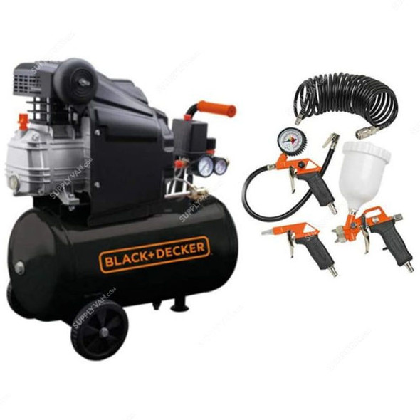 Black and Decker 24 Ltrs Air Compressor With 4 Pcs Air Tool Kit, BD205-24+KIT-4
