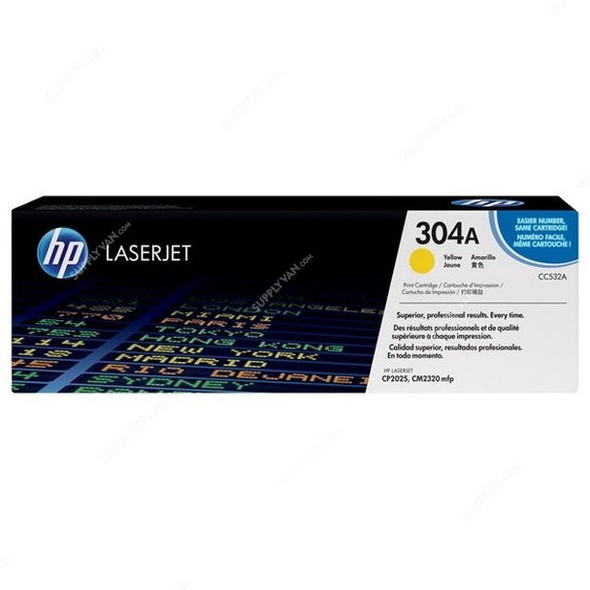 HP Original LaserJet Toner Cartridge, CC532A, 304A, Yellow