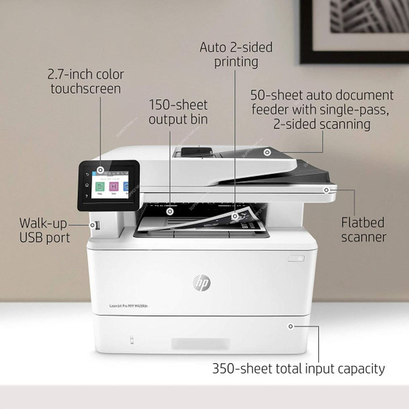 HP LaserJet Printer, MFP-M428FDN, 600 x 600DPI, 250 Sheets, 510W