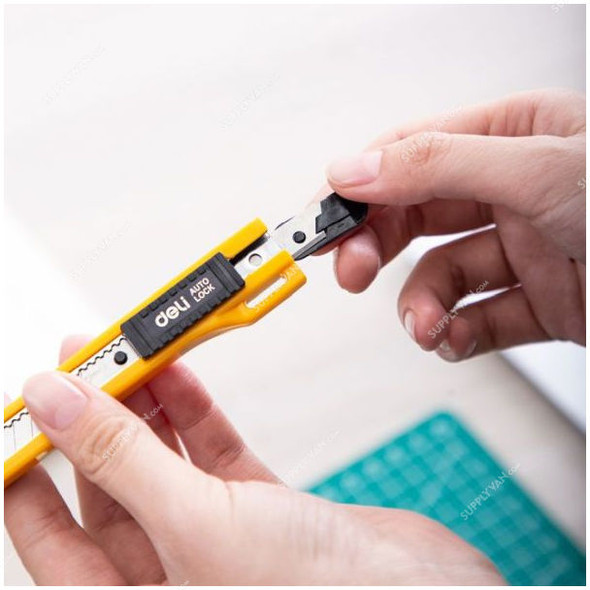 Deli Utility Knife, E2031, ABS and Steel, 9 x 80MM, Yellow