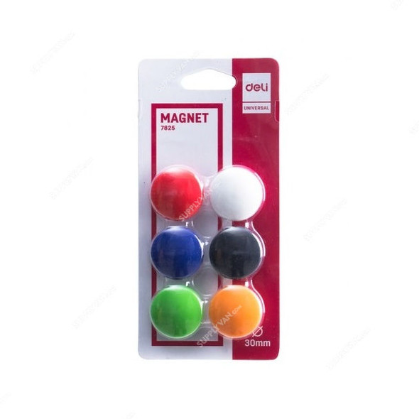 Deli Whiteboard Magnet, E7825, 30MM, Multicolor, 6 Pcs/Pack