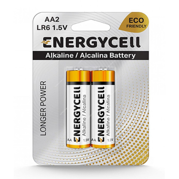Energycell Alkaline Battery, LR6, AA, 1.5V, 2 Pcs/Pack