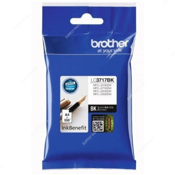 Brother Ink Cartridge, LC3717BK, 550 Pages, Black