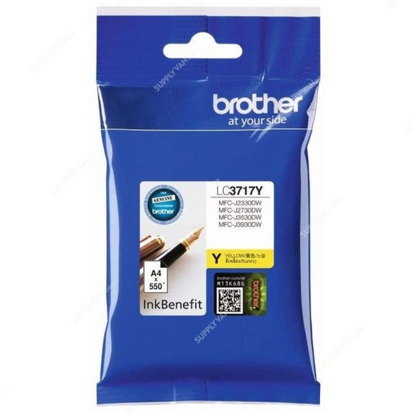 Brother Ink Cartridge, LC3717Y, 550 Pages, Yellow