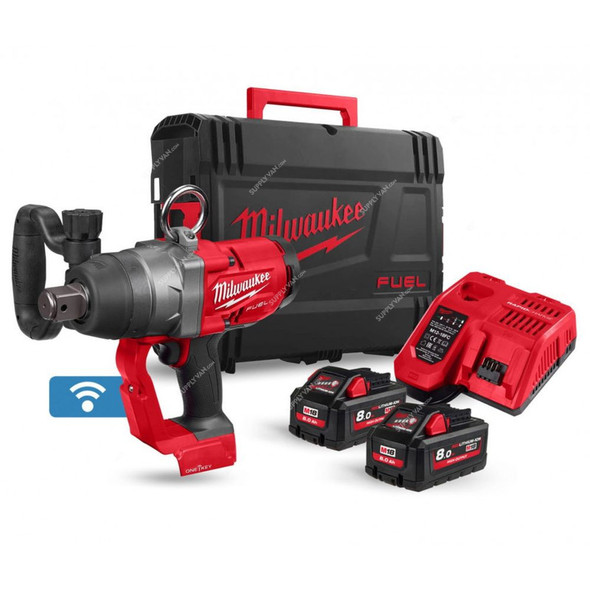 Milwaukee High Torque Impact Wrench Kit, M18ONEFHIWF1-802X, Fuel, 1 Inch, 18V