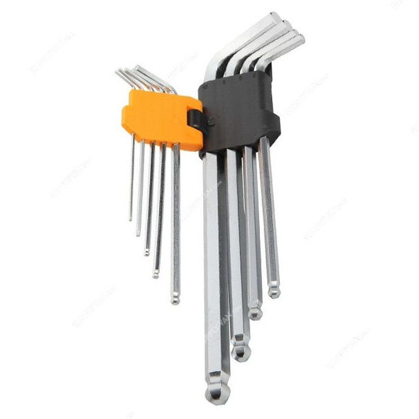 Tolsen Ball Point Extra-Long Arm Hex Key Set, 20054, 9 Pcs/Set