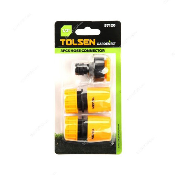 Tolsen Hose Connector Set, 57120, 1/2 Inch, 3 Pcs/Set