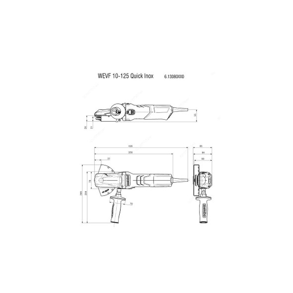 Metabo Flat Head Angle Grinder With Metal Case, WEVF-10-125-Quick-Inox, 613080500, 1000W, 125MM