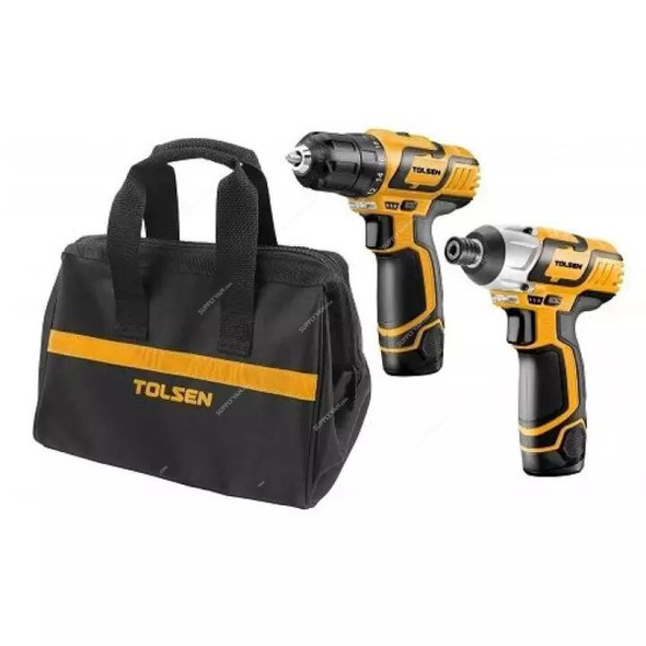 Tolsen Cordless Drill With Impact Driver, 79028, Li-ion, 12VDC