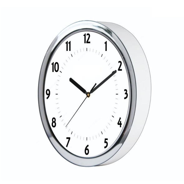 Warrior Stainless Steel Analog Wall Clock, 12 Inch, Silver