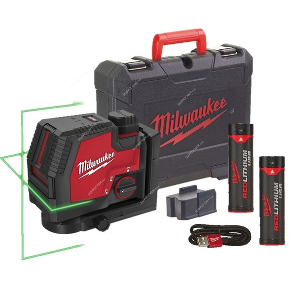 Milwaukee USB Rechargeable Cross Line Laser, L4-CLL-302, 30 Mtrs