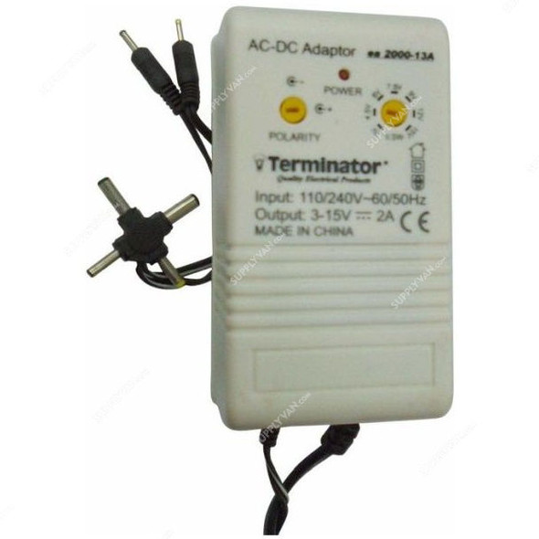 Terminator Multiple AC-DC Power Adapter, 2000-13A, 110-240V, 13A, White