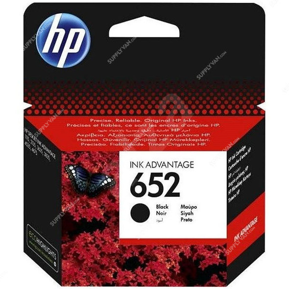 HP Original Ink Advantage Cartridge, F6V25AE, Inkjet, 652, 360 Pages, Black