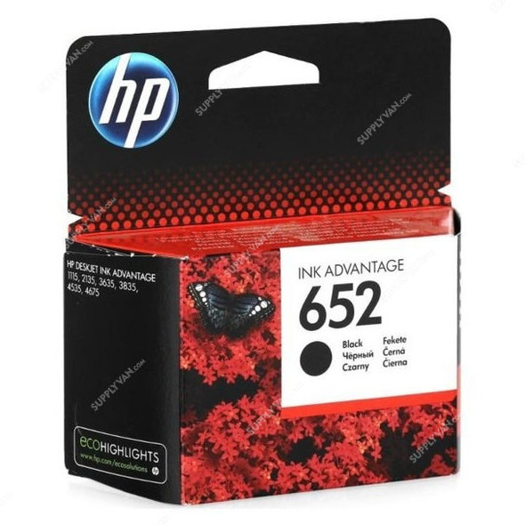 HP Original Ink Advantage Cartridge, F6V25AE, Inkjet, 652, 360 Pages, Black