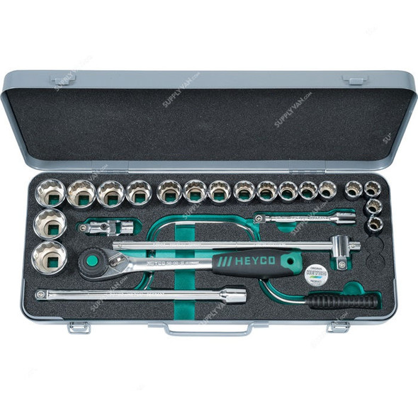 Heyco Socket Set, 75-10-AF, Chrome Vanadium, 1/2 Inch, 24 Pcs/Set