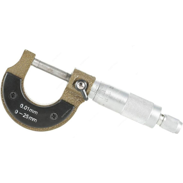 Spherical Micrometer, Range, Steel, 0-25MM, Silver
