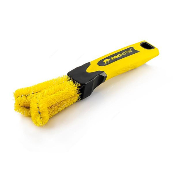 Rhinomotive Professional Soft Grip Lug Nut Cleaning Brush, R1813, Plastic, Black/Yellow