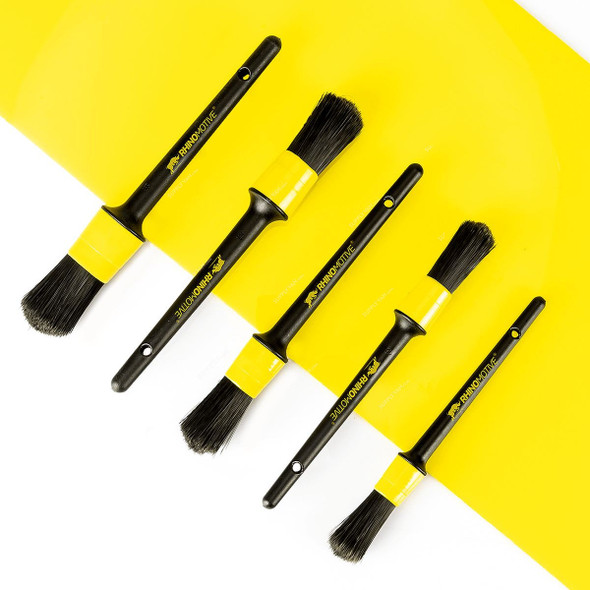 Rhinomotive Specialist Detailing Brushes, R1817, Plastic, Black/Yellow, 5 Pcs/Set